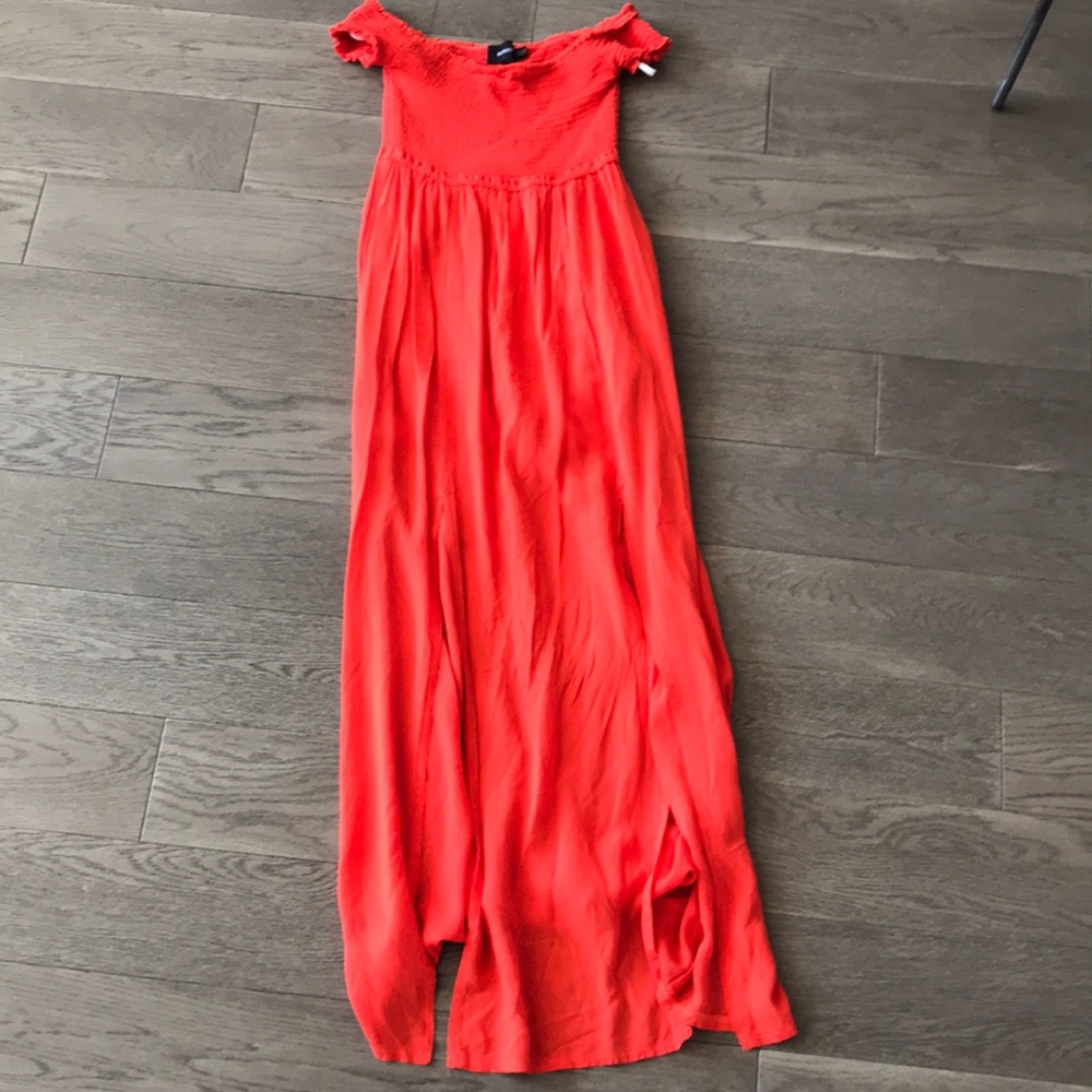 Minkpink red off shoulder maxi dress